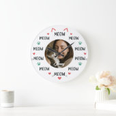 Personalized Pet Photo Wall Clock with 'MEOW'  ラージ壁時計 (ホーム)