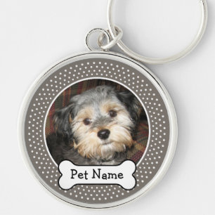 Personalized Pet Photo with Dog Bone キーホルダー