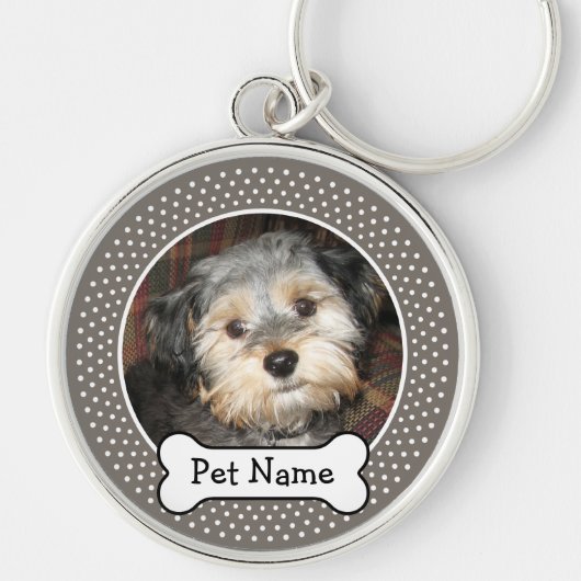 Personalized Pet Photo with Dog Bone キーホルダー (正面)