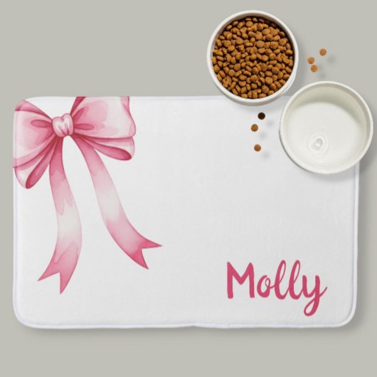  Personalized pet placemat with bow and name バスマット