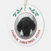 Personalized Pet Puppy Dog Christmas Photo セラミックオーナメント (左)