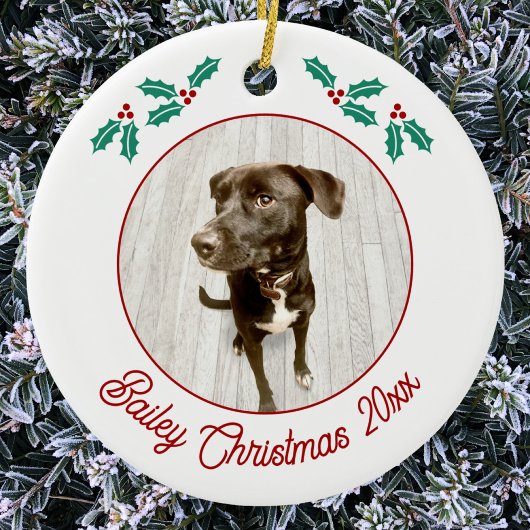 Personalized Pet Puppy Dog Christmas Photo セラミックオーナメント