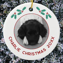 Personalized Pet Puppy Dog Christmas Photo セラミックオーナメント
