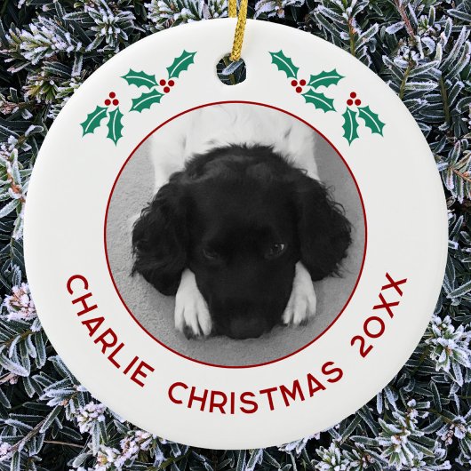 Personalized Pet Puppy Dog Christmas Photo セラミックオーナメント