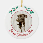 Personalized Pet Puppy Dog Christmas Photo セラミックオーナメント (正面)