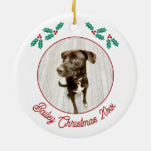 Personalized Pet Puppy Dog Christmas Photo セラミックオーナメント (裏面)
