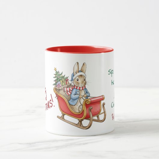 Personalized Peter Rabbit Merry Christmas マグカップ (中央)