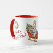Personalized Peter Rabbit Merry Christmas マグカップ (正面左)