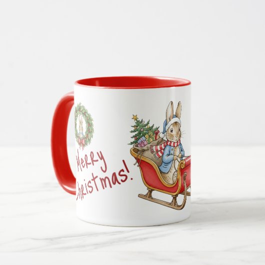 Personalized Peter Rabbit Merry Christmas マグカップ (正面左)