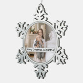 Personalized Pewter Snowflake Photo Christmas  スノーフレークピューターオーナメント (右)
