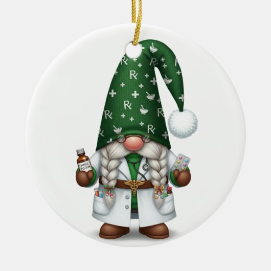 Personalized Pharmacist Gnome Ornament セラミックオーナメント (正面)