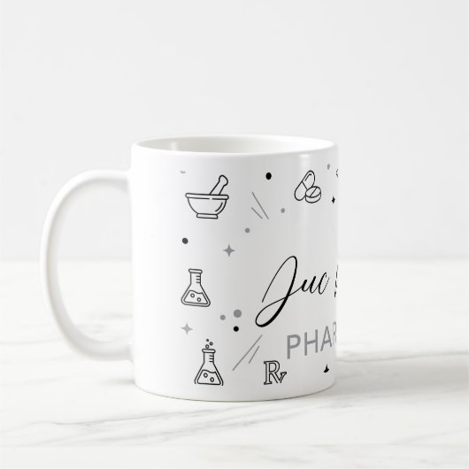 Personalized Pharmacist Mug | Elegant Handwritten コーヒーマグカップ (左)