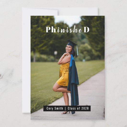 Personalized PhD Graduation Photo congrats カード (正面)