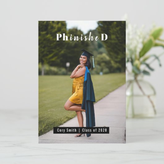 Personalized PhD Graduation Photo congrats カード (スタンド正面)