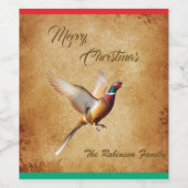 Personalized Pheasant Merry Christmas ワインラベル (シングルラベル)