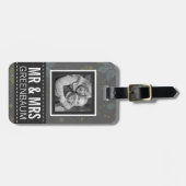 personalized Photo灰色の花の氏および夫人 ラゲッジタグ (正面横)