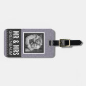 personalized Photo紫色の花の氏および夫人 ラゲッジタグ (正面横)