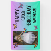 Personalized Photo and Age Butterfly Birthday 横断幕 (縦)