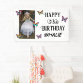 Personalized Photo and Age Butterfly Birthday 横断幕 (インサイチュ)