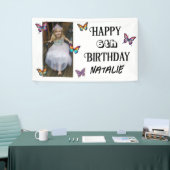 Personalized Photo and Age Butterfly Birthday 横断幕 (トレードショー)