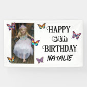 Personalized Photo and Age Butterfly Birthday 横断幕 (横)