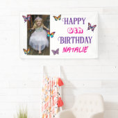 Personalized Photo and Age Butterfly Birthday 横断幕 (インサイチュ)