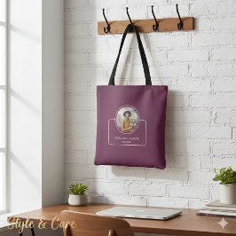 Personalized Photo and Name with Title Burgundy トートバッグ