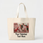 Personalized Photo and Text Cotton ラージトートバッグ (正面)