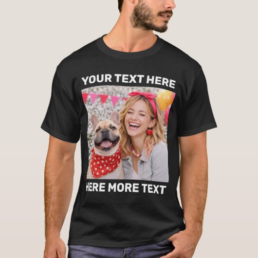 Personalized Photo and Text Or Name Bold San Serif Tシャツ (正面)