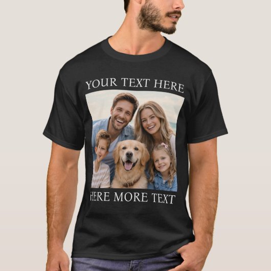 Personalized Photo and Text Or Name Elegant Serif Tシャツ (正面)