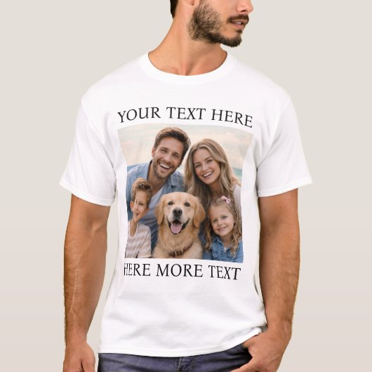 Personalized Photo and Text Or Name Elegant Serif Tシャツ (正面)