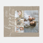 Personalized Photo and Text Photo Collage フリースブランケット (正面(横))