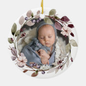 Personalized Photo Baby 1st Christmas Purple セラミックオーナメント (裏面)