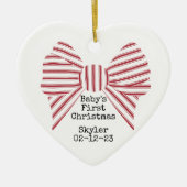 Personalized Photo Baby's First Christmas Red Bow セラミックオーナメント (正面)
