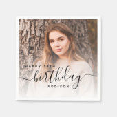 Personalized Photo Black Script 18th Birthday スタンダードカクテルナプキン (正面)