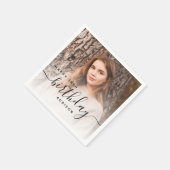 Personalized Photo Black Script 18th Birthday スタンダードカクテルナプキン (角)