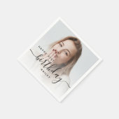 Personalized Photo Black Script 21st Birthday スタンダードカクテルナプキン (角)