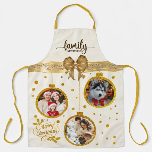 Personalized Photo Christmas Family is Everything  エプロン (正面)