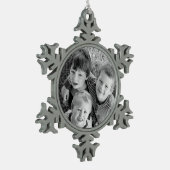 Personalized Photo Christmas Gift スノーフレークピューターオーナメント (左)