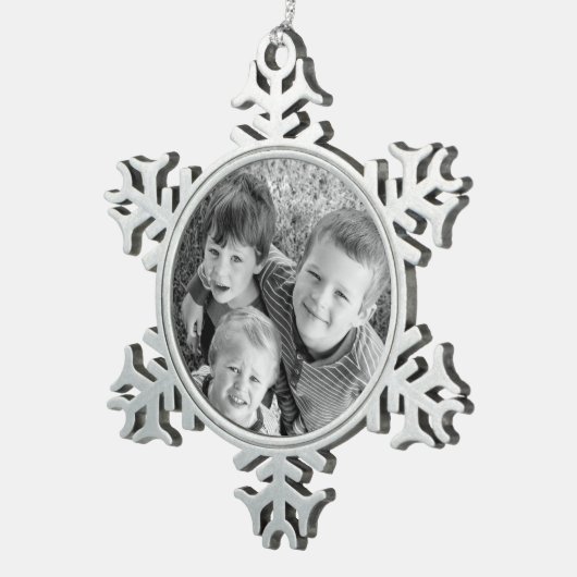 Personalized Photo Christmas Gift スノーフレークピューターオーナメント (右)