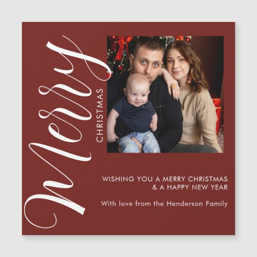 Personalized Photo Christmas Magnetic Card (正面)