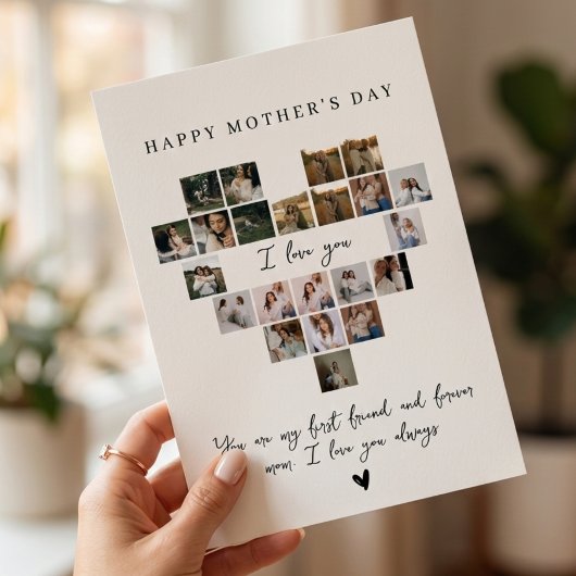Personalized Photo Collage Heart Happy Mother's Da シーズンカード