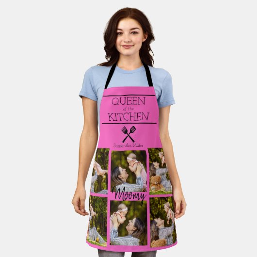 Personalized Photo Collage Kitchen Apron エプロン (着用した状態)
