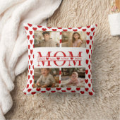 Personalized Photo Collage Mom Heart & Kids Name クッション (ブランケット)