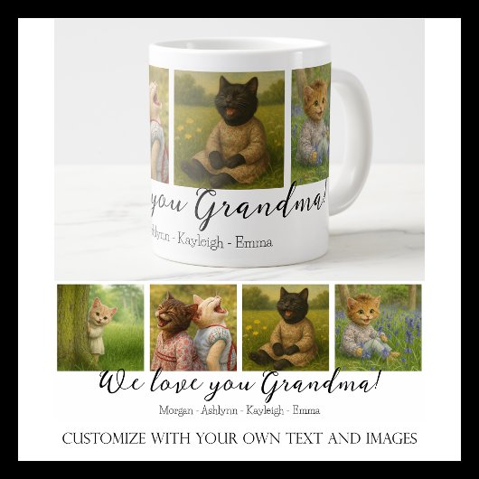 Personalized Photo Collage Mug with Custom Names ジャンボコーヒーマグカップ