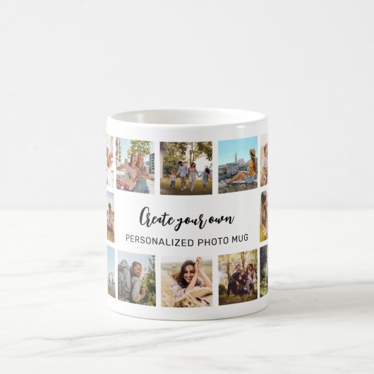 Personalized Photo Collage Mug With Custom Text コーヒーマグカップ (中央)