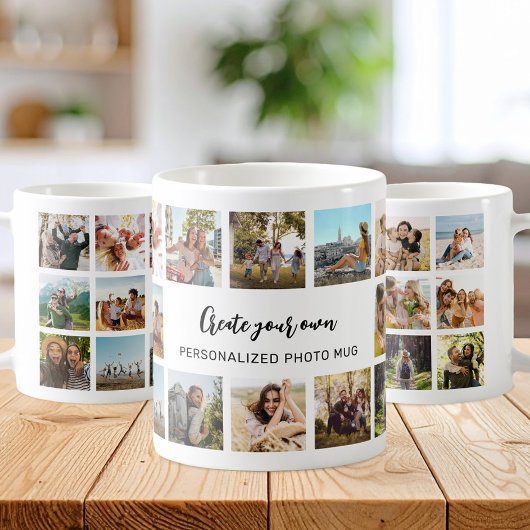 Personalized Photo Collage Mug With Custom Text コーヒーマグカップ