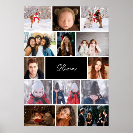 Personalized Photo Collage Poster with Name ポスター