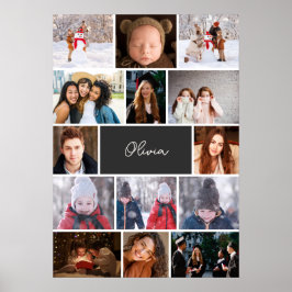 Personalized Photo Collage Poster with Name ポスター
