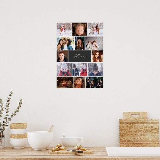 Personalized Photo Collage Poster with Name ポスター (キッチン)
